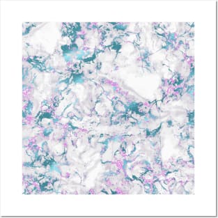 Marble Pattern Aesthetic Purple Blue Teal Posters and Art